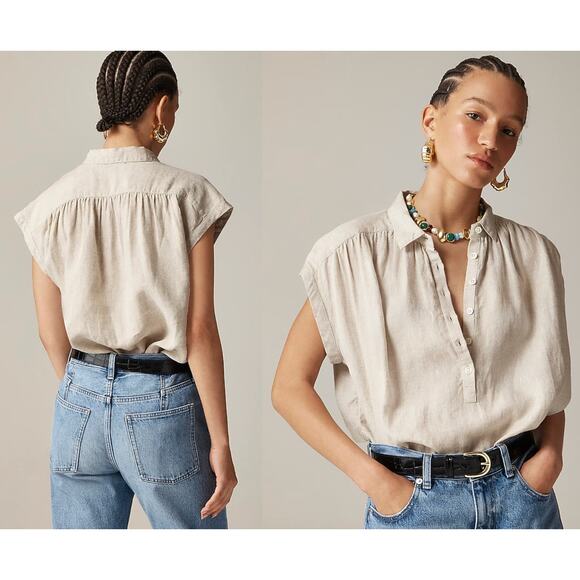 J.Crew | NWT New Capitaine shirt in Baird McNutt Irish linen in Flax | Sz M - Picture 1 of 11